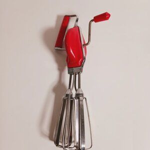 Vintage 50s Maynard Hand Crank Mixer Egg Beater Red Handle